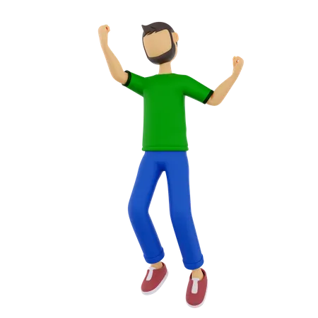 Homme sautant de joie  3D Illustration