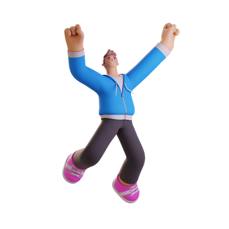 Homme sautant de joie  3D Illustration