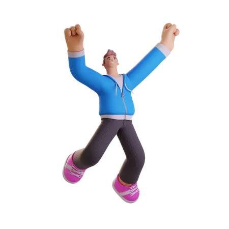 Homme sautant de joie  3D Illustration