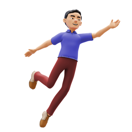 Homme sautant dans les airs  3D Illustration