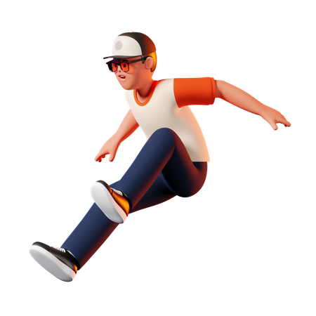 Homme sautant pose  3D Illustration