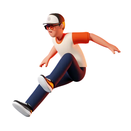 Homme sautant pose  3D Illustration