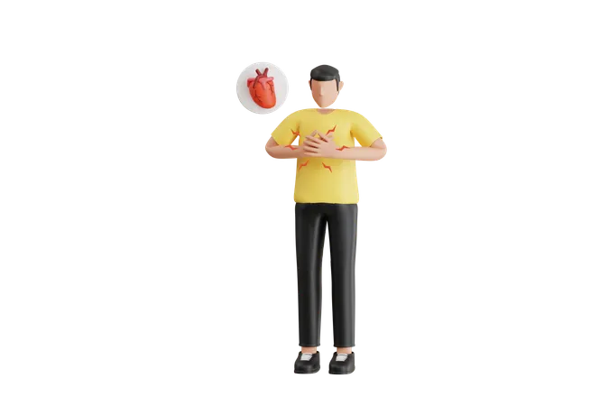 Homme souffrant d'une crise cardiaque  3D Illustration