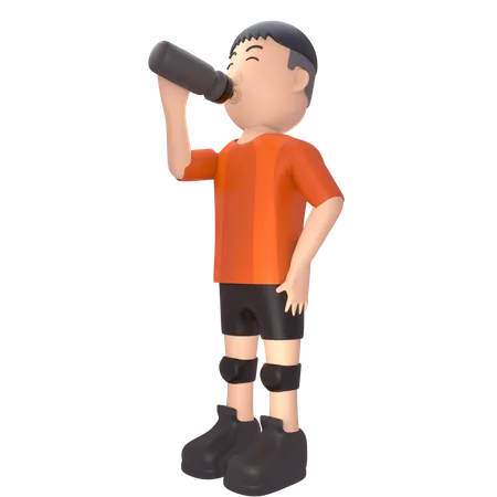 Sportif masculin buvant une boisson énergisante  3D Illustration