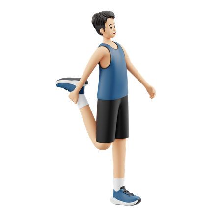 Homme sportif, échauffement, tenue, jambe droite  3D Icon