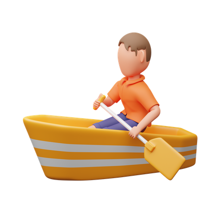 Homme sur un bateau  3D Illustration