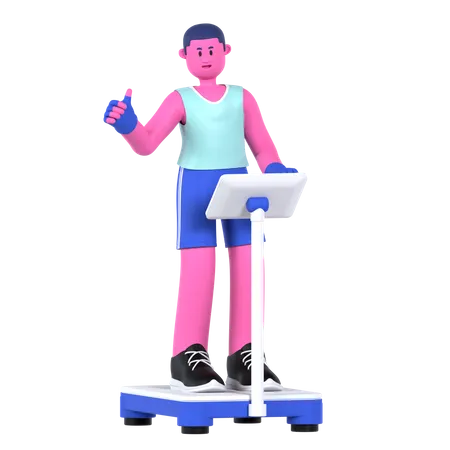 Homme sur une balance de poids  3D Illustration