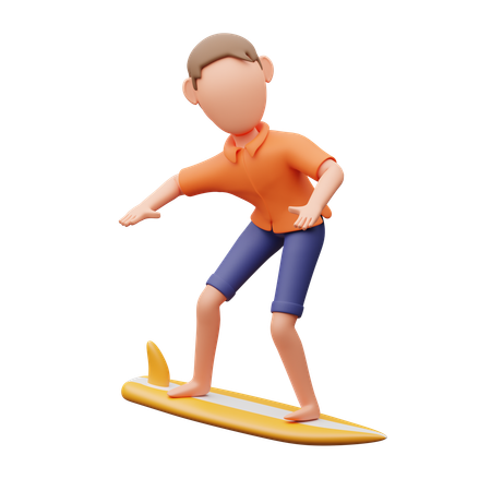 Homme surfant  3D Illustration