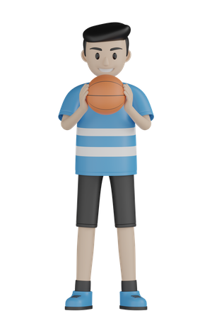 Homme tenant un ballon de basket  3D Icon