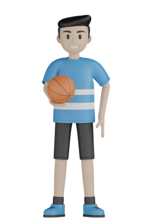 Homme tenant un ballon de basket  3D Icon