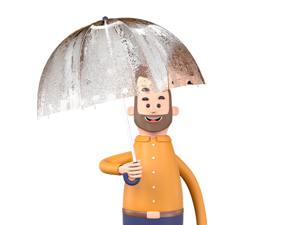 Homme tenant un parapluie  3D Illustration