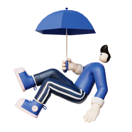 Homme tenant un parapluie  3D Illustration