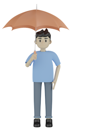 Homme tenant un parapluie  3D Illustration