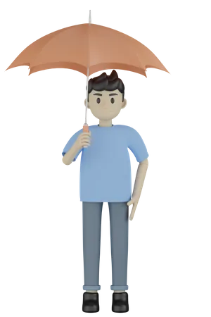 Homme tenant un parapluie  3D Illustration