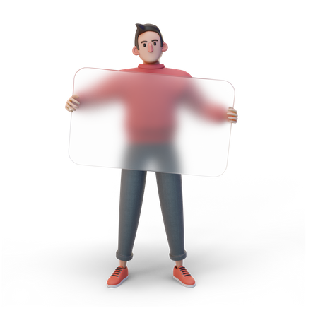 Homme tenant une carte vierge  3D Illustration