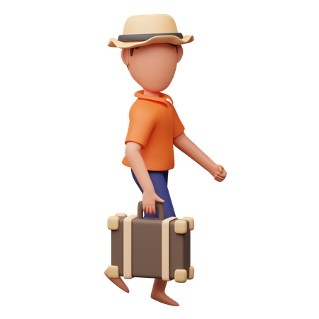 Homme tenant une valise  3D Illustration