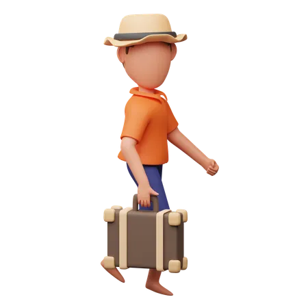 Homme tenant une valise  3D Illustration