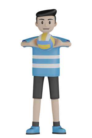 Homme tenant un volley-ball  3D Illustration