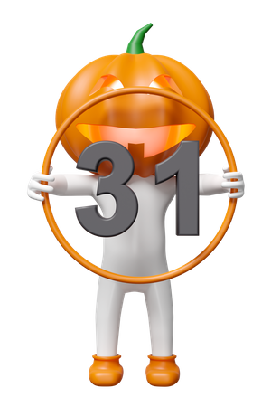 Homme tête de citrouille tenant un calendrier  3D Icon