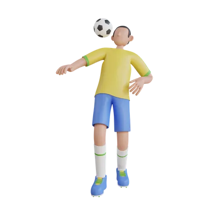 Homme, tête, football  3D Illustration