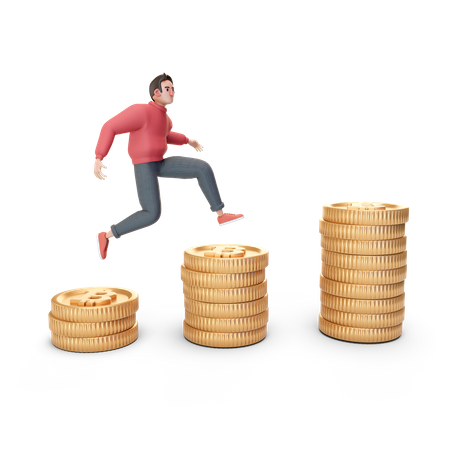 Un homme tire profit de la cryptographie  3D Illustration