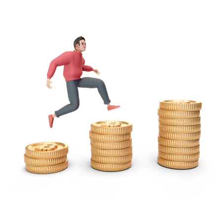 Un homme tire profit de la cryptographie  3D Illustration