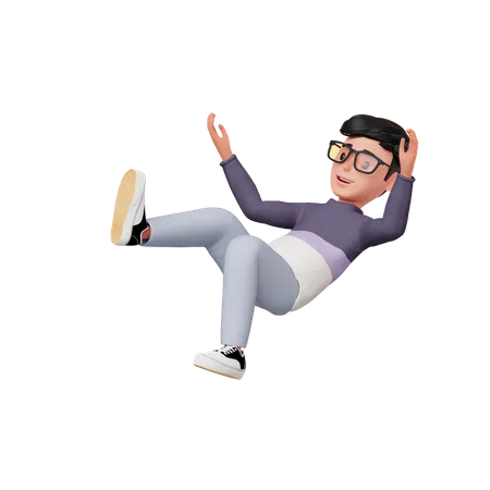 Homme tombant sur le sol  3D Illustration