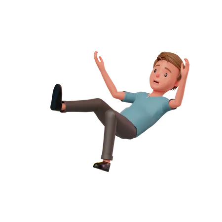 Homme tombant sur le sol  3D Illustration