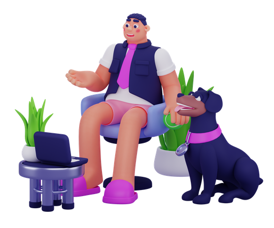 Homme travaillant à domicile  3D Icon