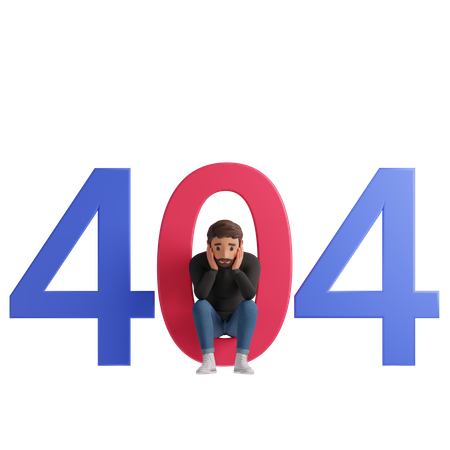 Homme triste pour l'erreur 404  3D Illustration