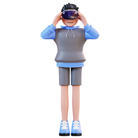 Homme utilisant la réalité virtuelle  3D Illustration