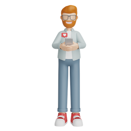 Homme utilisant les médias sociaux  3D Illustration