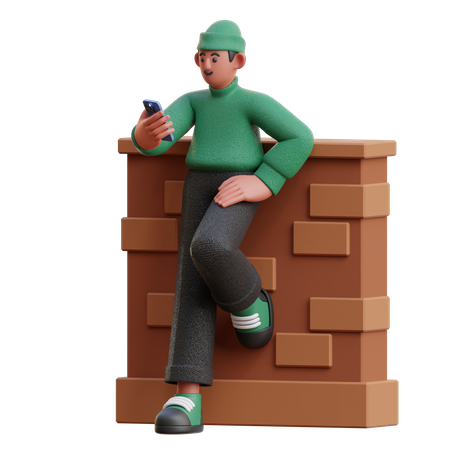 Homme utilisant un mobile  3D Illustration