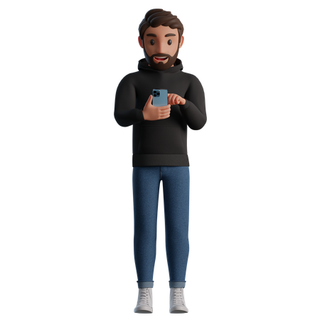 Homme utilisant le téléphone  3D Illustration