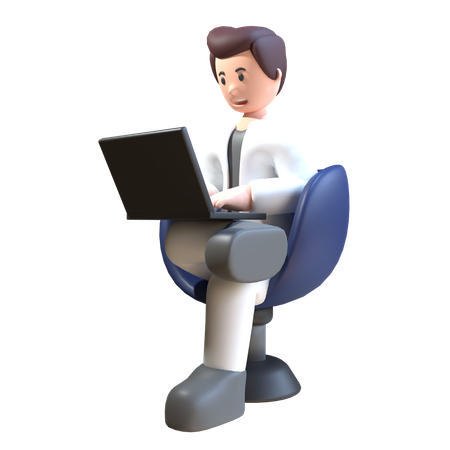 Homme utilisant un ordinateur portable  3D Illustration