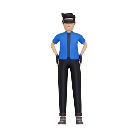 Homme utilisant des outils vr  3D Illustration