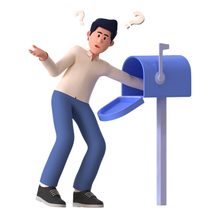 Homme ne vérifiant aucun e-mail  3D Illustration