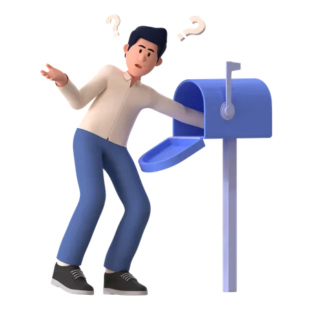 Homme ne vérifiant aucun e-mail  3D Illustration