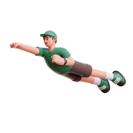 Homme volant dans les airs  3D Illustration