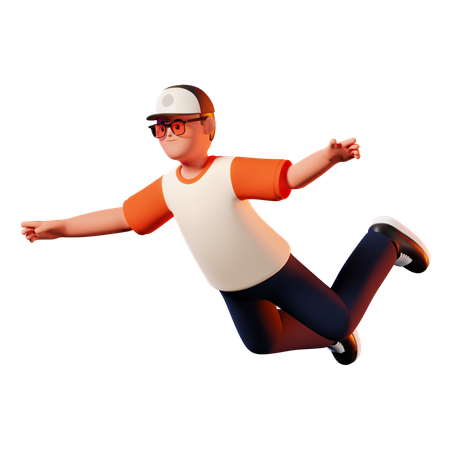 Homme volant pose  3D Illustration