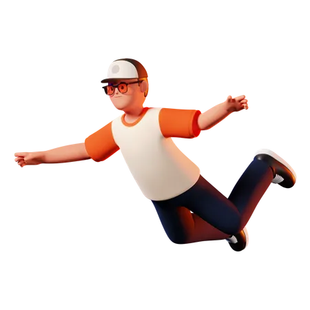 Homme volant pose  3D Illustration