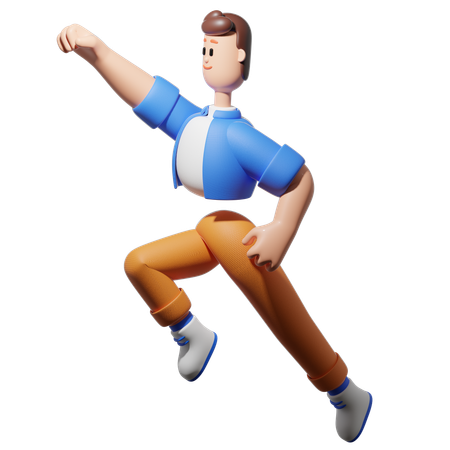 Homme volant sur  3D Illustration