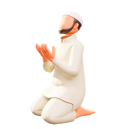 Les hommes musulmans sont assis en train de prier  3D Illustration