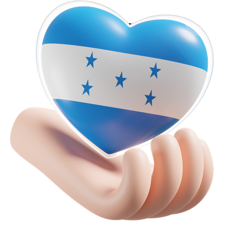 Honduras Flag Heart Hand Care  3D Icon