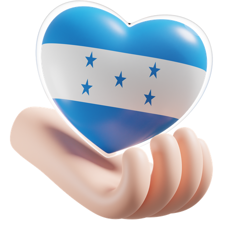 Honduras Flag Heart Hand Care 3D Icon