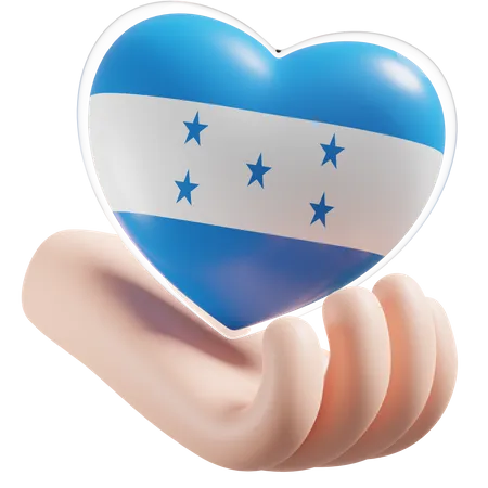 Honduras Flag Heart Hand Care  3D Icon