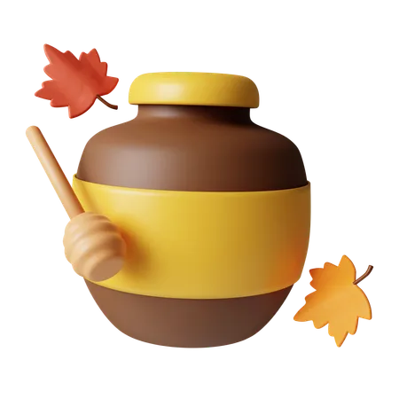 3 D Autumn Honey Golden Fall Season Decoration Icon Isolated On Gray Background 3 D Rendering Illustration Clipping Path 3D Icon