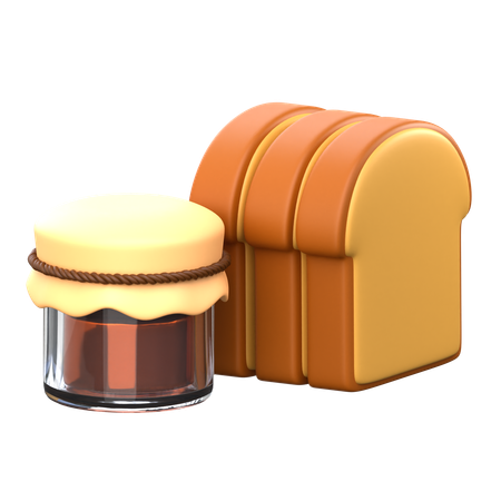 Honey Jar and Bread  3D Icon