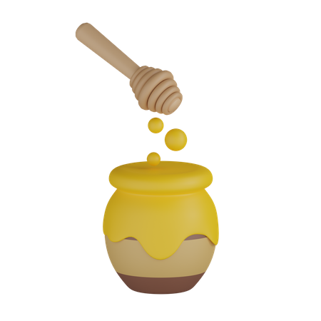 Honey Pot With Dipper  3D Icon