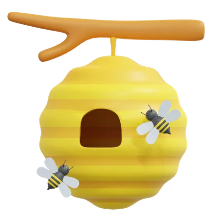 Honey Bee Nest Spring Icon Illustration 3D Icon